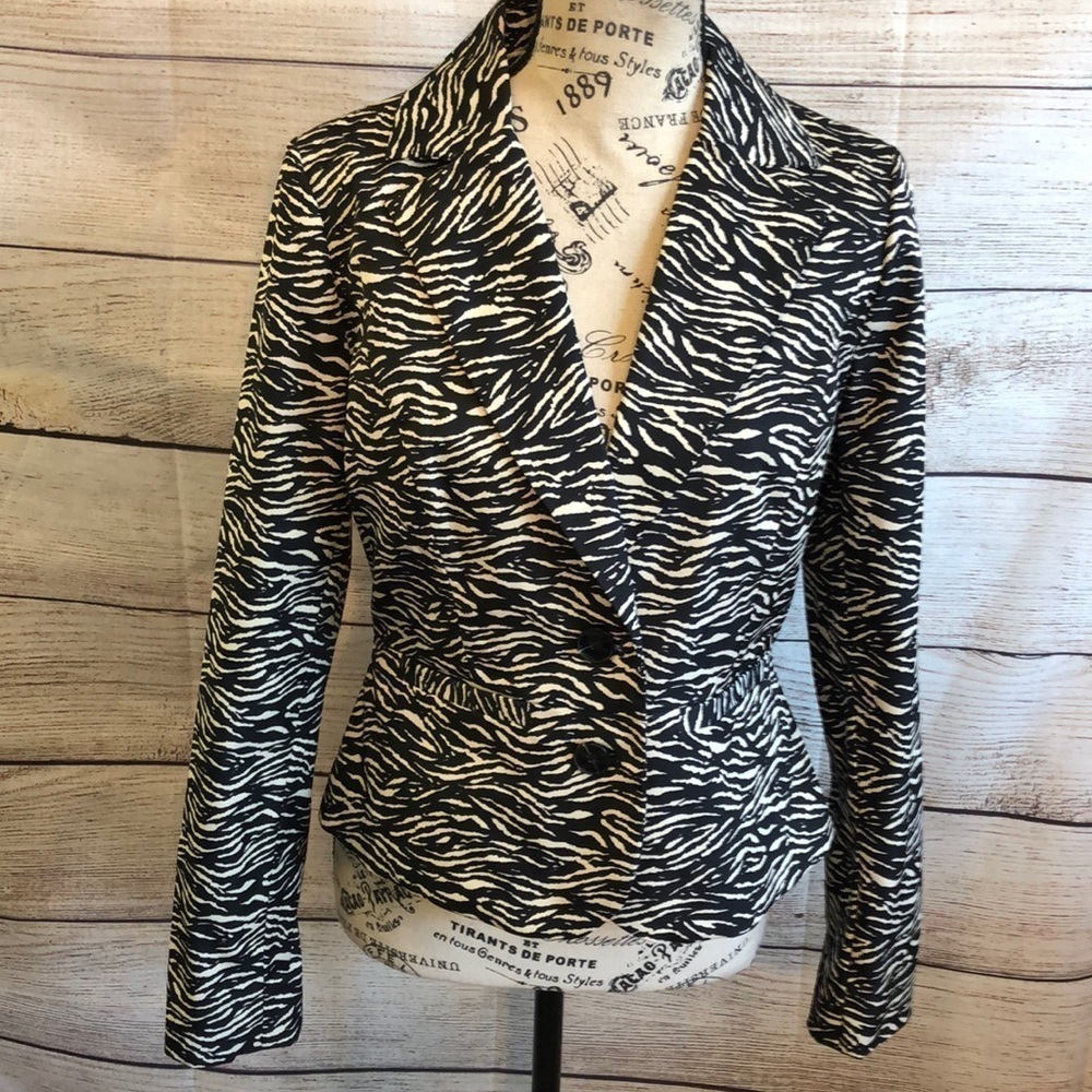 Sandro Studio Blazer Zebra Size Small Peplum Waist